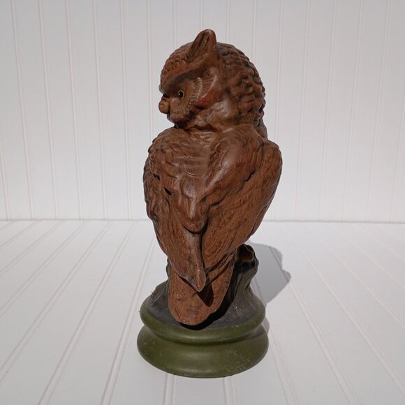 Vintage Great Horned Owl Ceramic Statue Figurine Hand Painted Byron Mold MCM 70s - Picture 3 of 12